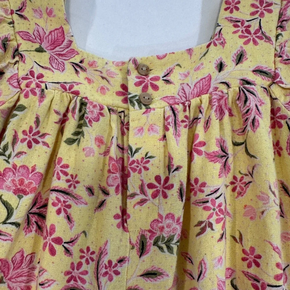 Old Navy Floral Flutter Sleeve‎ Jumpsuit Toddler 3T Yellow Linen Blend | Boho